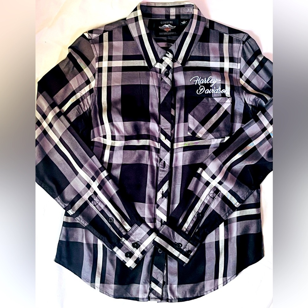 Women’s (XS) Genuine Harley Davidson Super Soft Plaid Button Up
